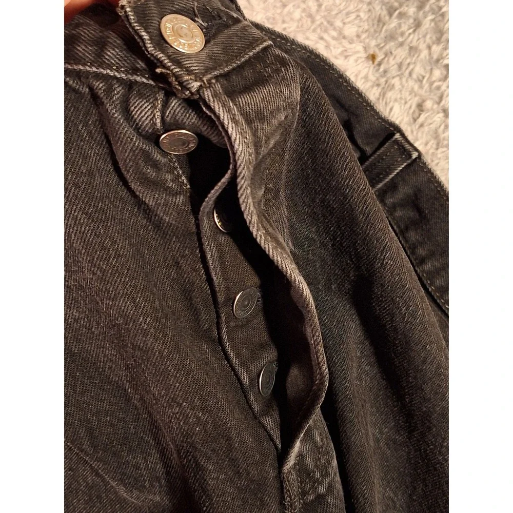 Levis 501 Original Fit Mens Faded Black Straight Denim Jeans 36x30 Grunge 90s